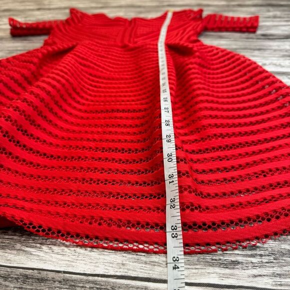 Ubranded Womens Cocktail Dress Bright Red S SM Small Lace Box Pleat Bubble Skirt - Picture 12 of 12